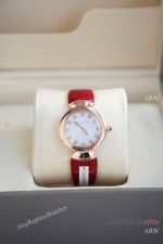 High Quality Replica BVLGARI Red Crocodile Leather Strap White Face Dial 18K Rose Gold Case Watch 30mm